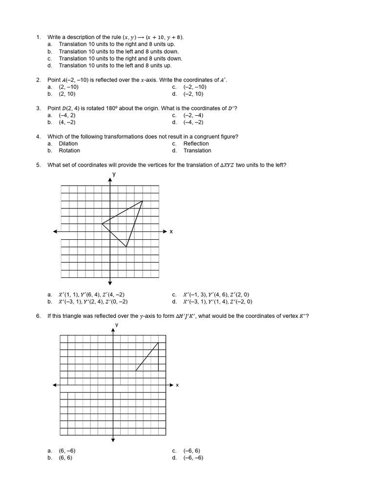08 Transformation Review | PDF | Triangle | Graph Theory