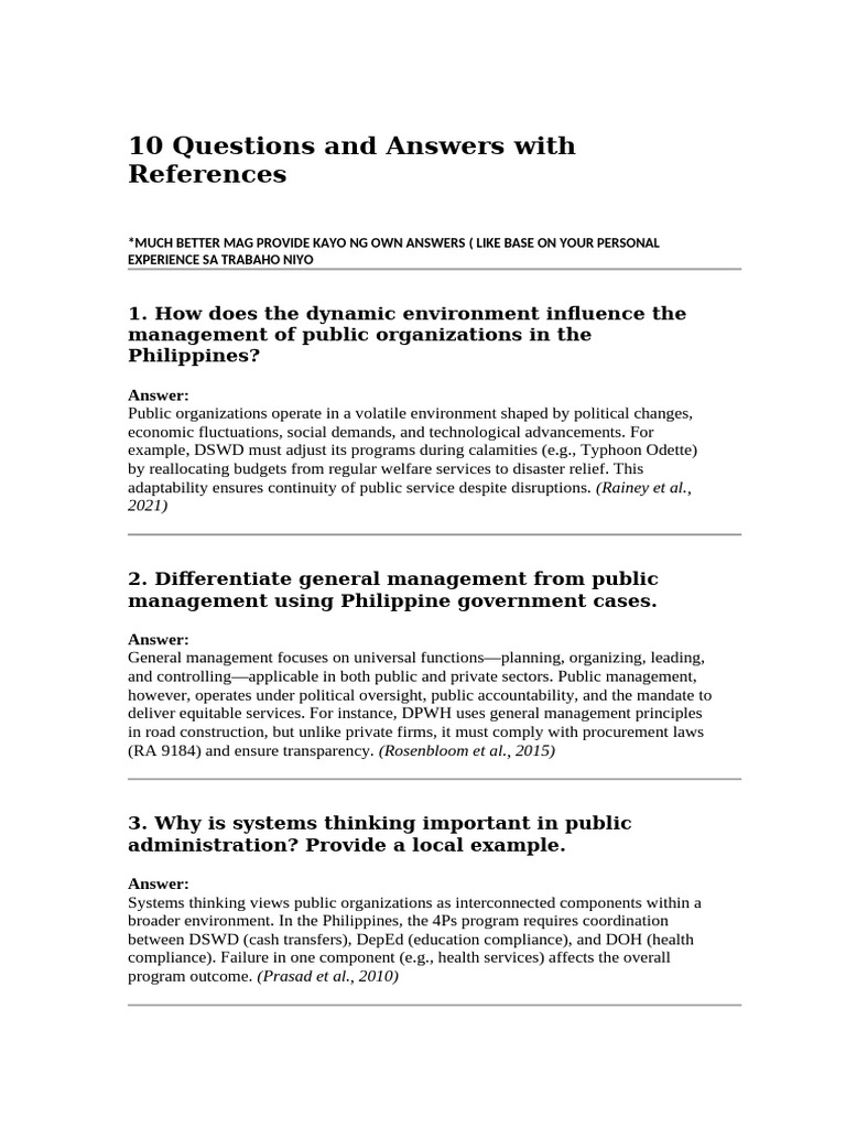 10 Questions and Model Answers | PDF | Leadership | Economies
