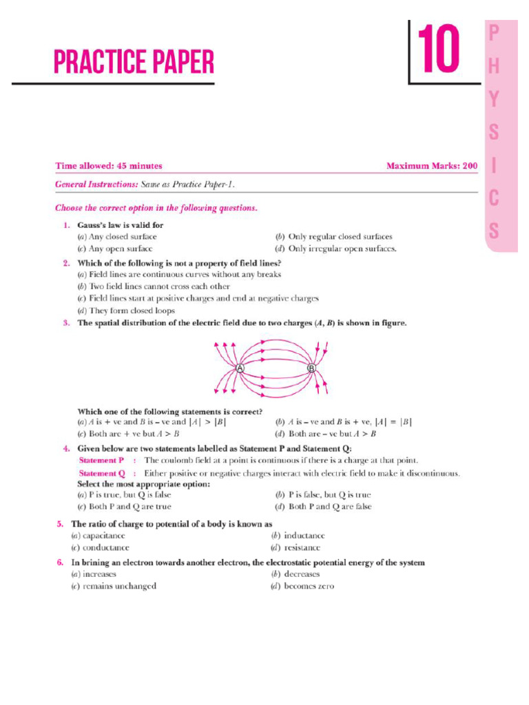 Physics Practice Paper 10 | PDF