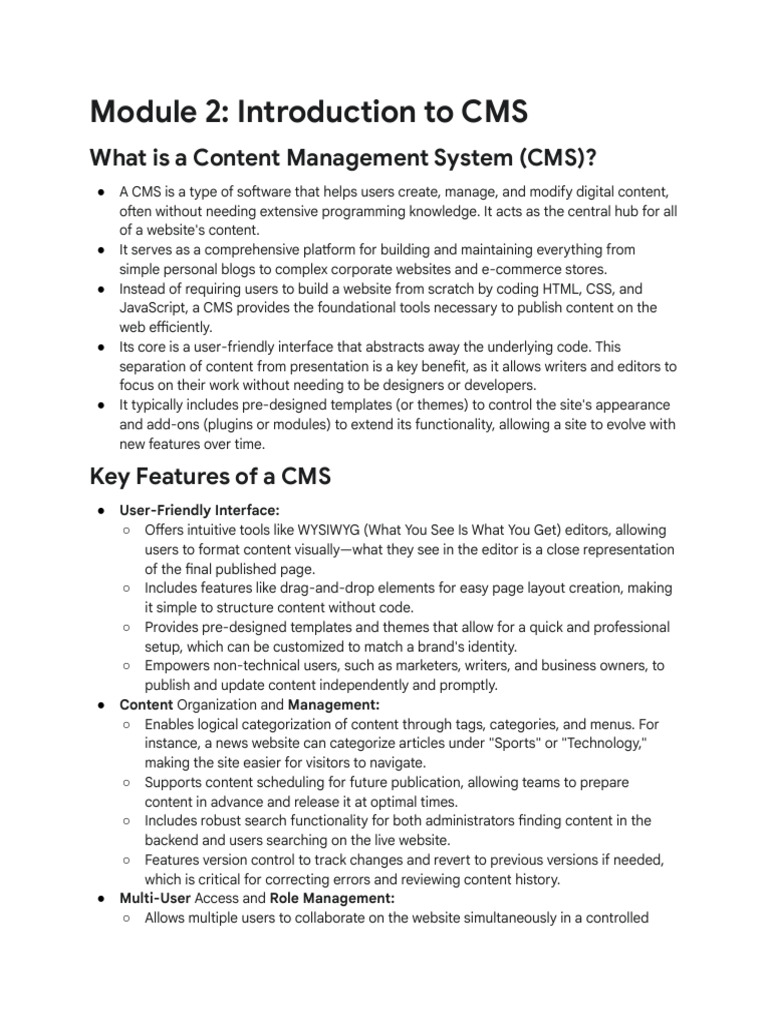 Module 2 - Introduction To CMS | PDF | Websites | Search Engine ...