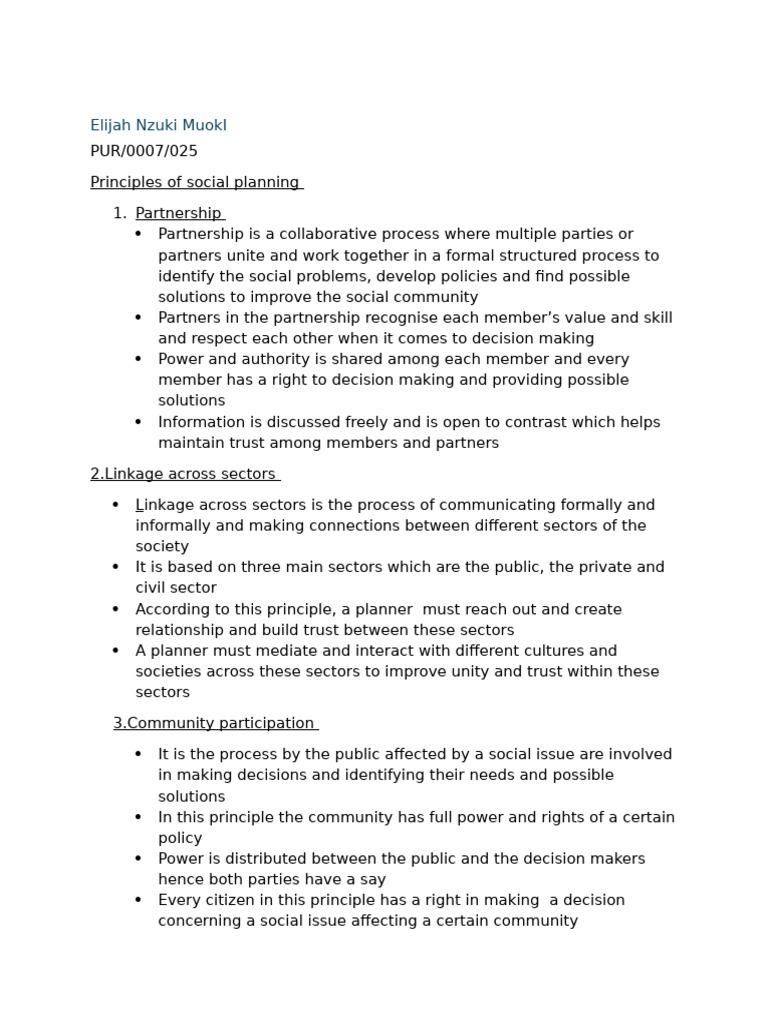 Principles of Social Planning | PDF | Community