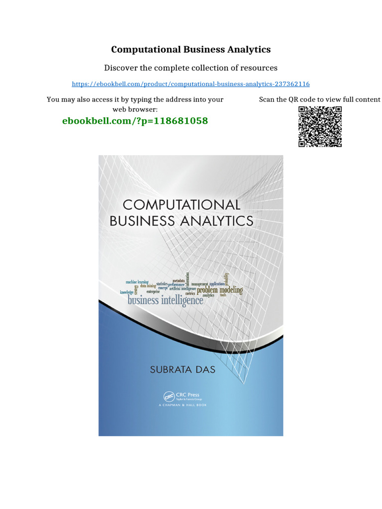 Computational Business Analytics Full | PDF | Intellectual Property ...
