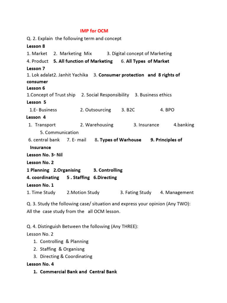 ocm imp 2025-26 | PDF | Warehouse | Marketing