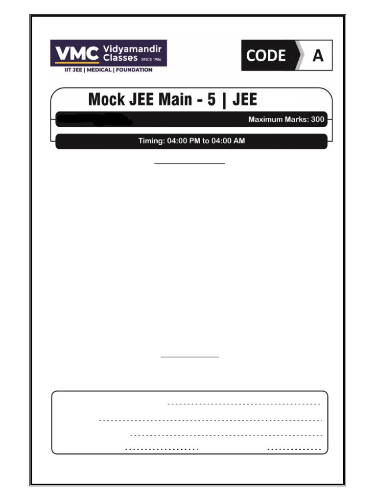 2022 Mock JEE Main 5 Paper | PDF | Capacitor | Velocity