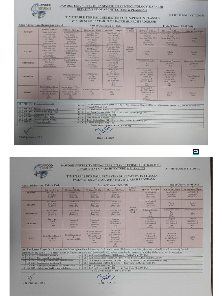 Revised - Final DAP Time Table W.E.F. 26-01-2026 | PDF
