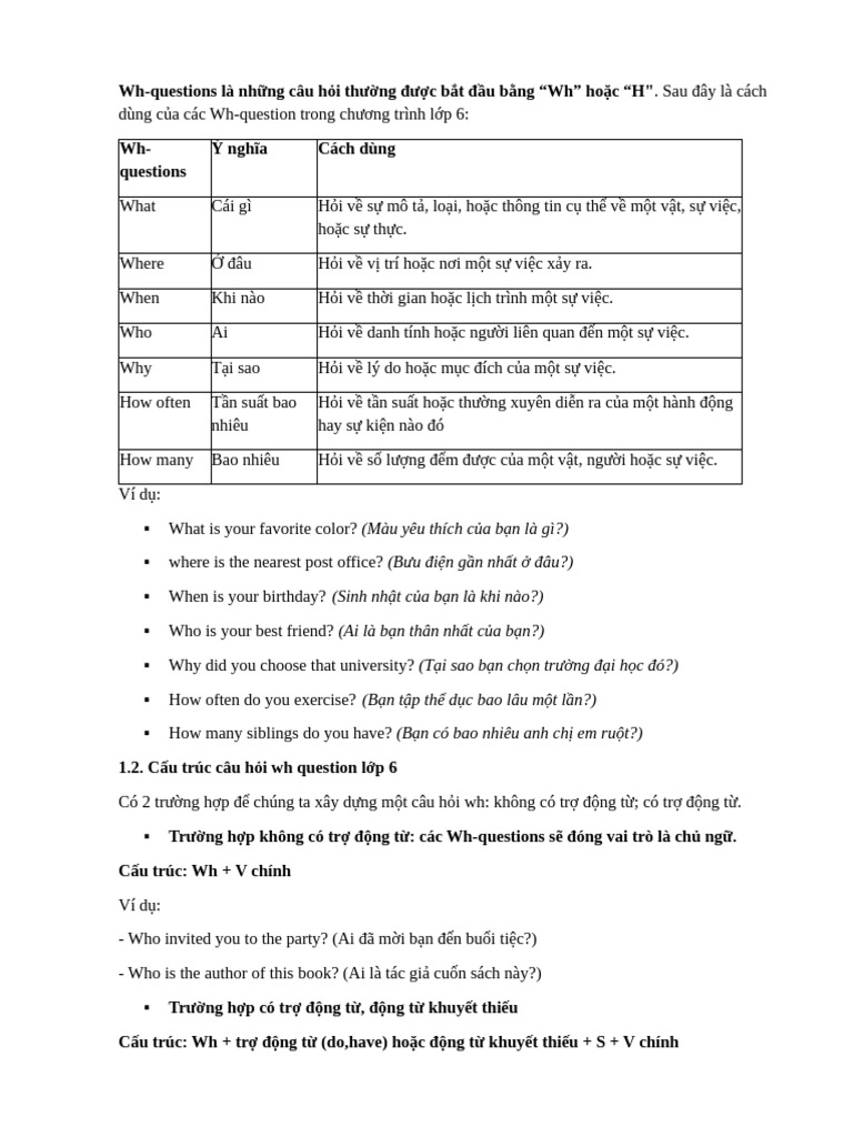 WH Question | PDF