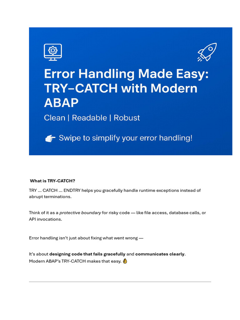 TRY - CATCH (Error Handling Made Easy) | PDF