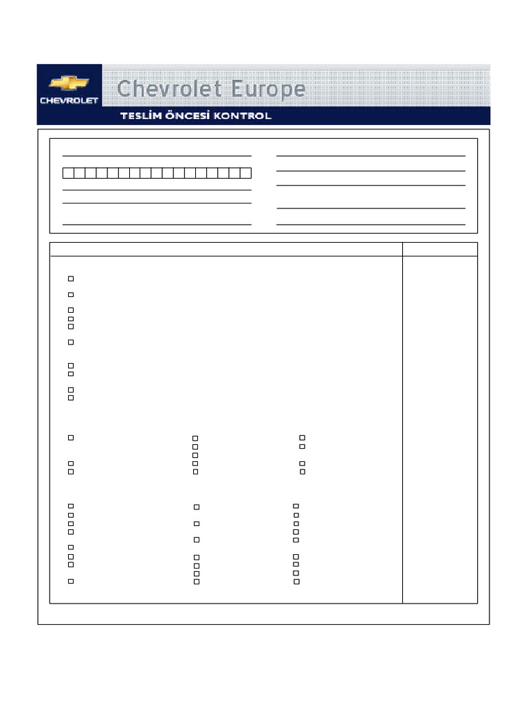PDI Inspection Sheet TR | PDF
