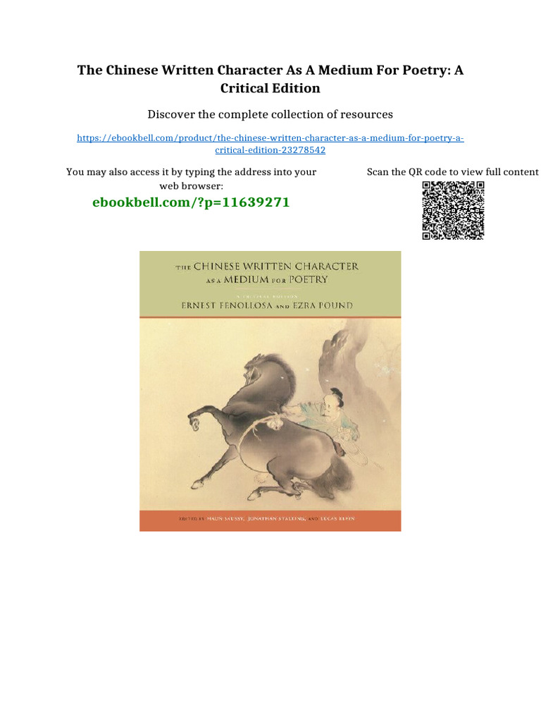 The Chinese Written Character As A Medium For Poetry: A Critical ...