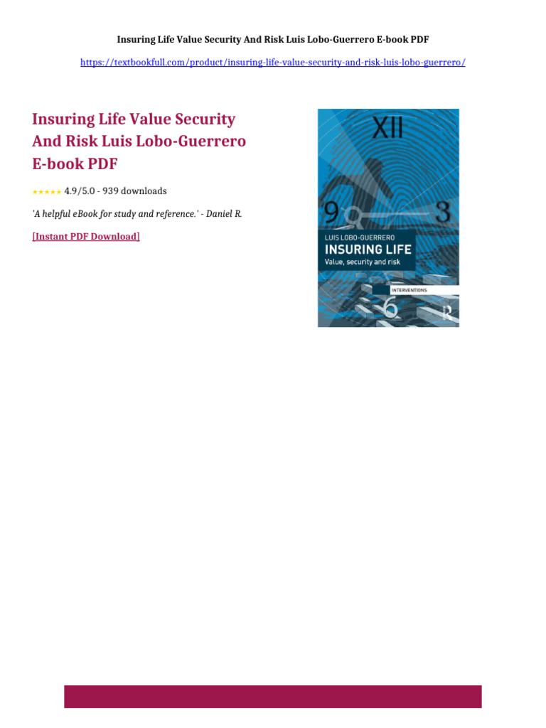 Insuring Life Value Security And Risk Luis Lobo-Guerrero eBook malware ...