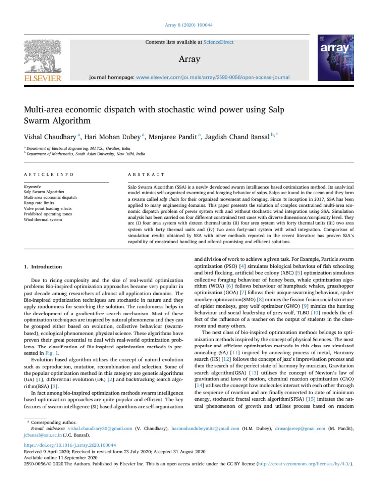 Multi-Area Economic Dispatch With Stochastic Wind | PDF | Mathematical ...