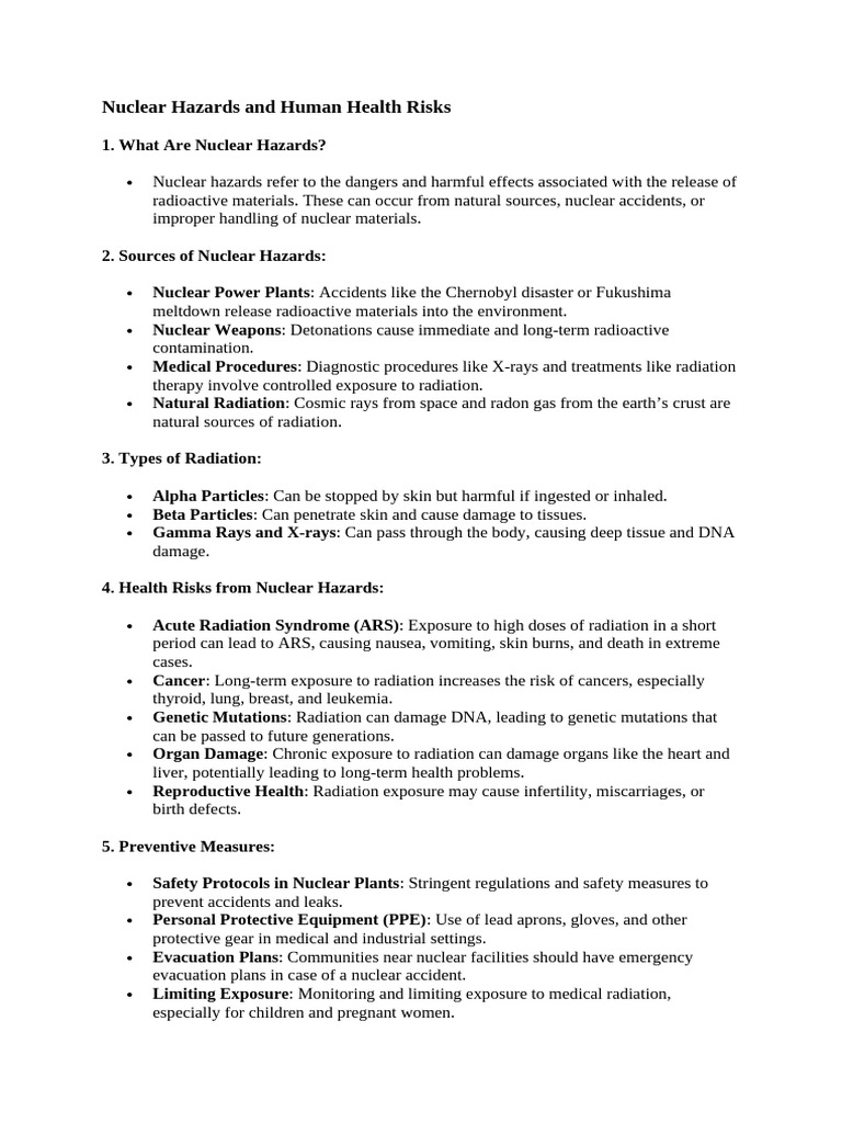 Final Nuclear Hazards and Human Health Risks | PDF | Radioactive ...