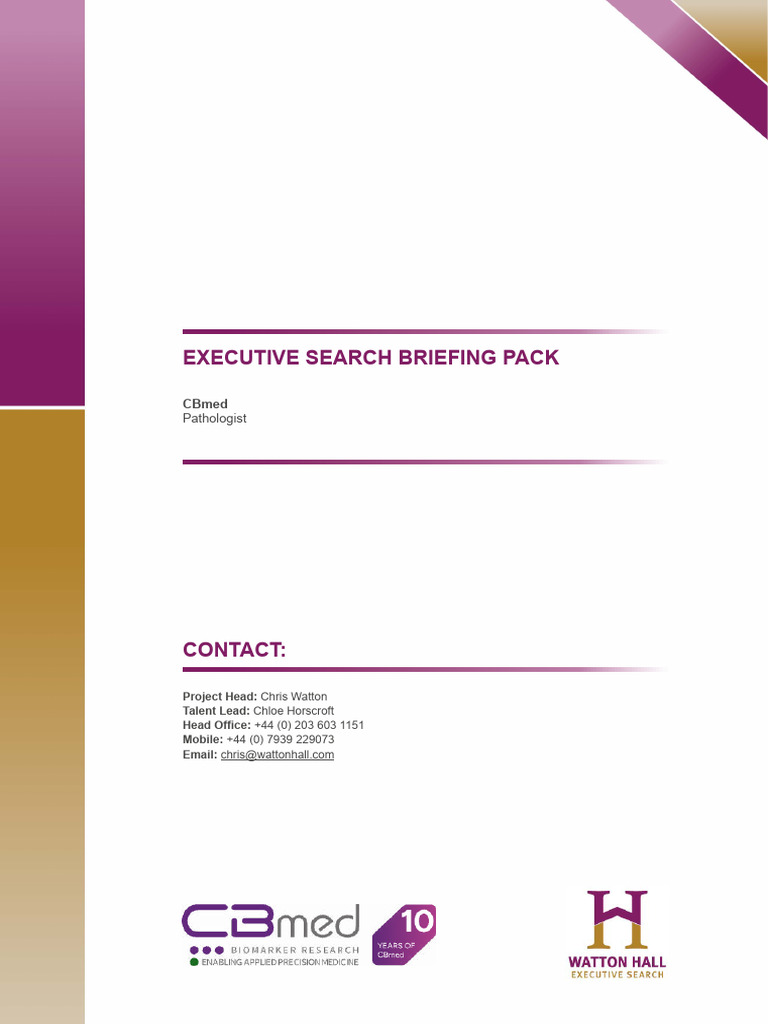 CBMed Briefing Pack Oct 24 Pathologist | PDF | Diversity (Business ...