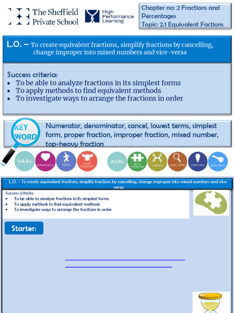 2.1 Equivalent Fractions For TSPS | PDF | Mathematical Concepts ...