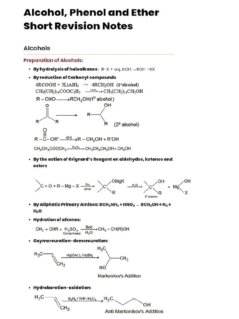 Alcohol Phenols Ether 12th | PDF