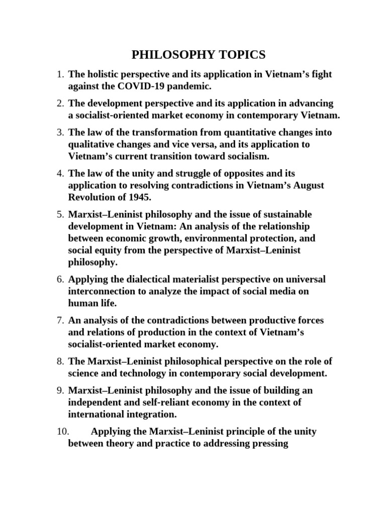 Presentation Topics | PDF | Marxism | Dialectic