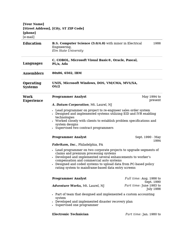 Programmer Analyst Resume | PDF | Programmer | Computing