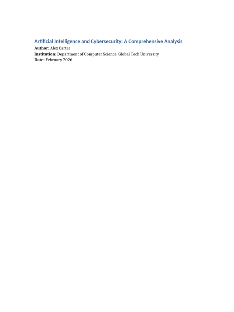 AI and Cybersecurity Long Research Paper | PDF | Artificial ...