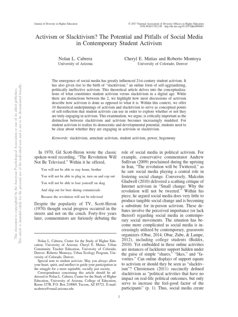 Slacktivism_Cabrera_Matias_Montoya | PDF | Activism