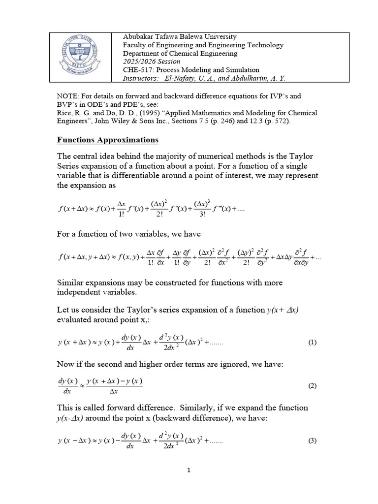 CHE-517-252601 - Functions Approximations - Intro | PDF | Finite ...