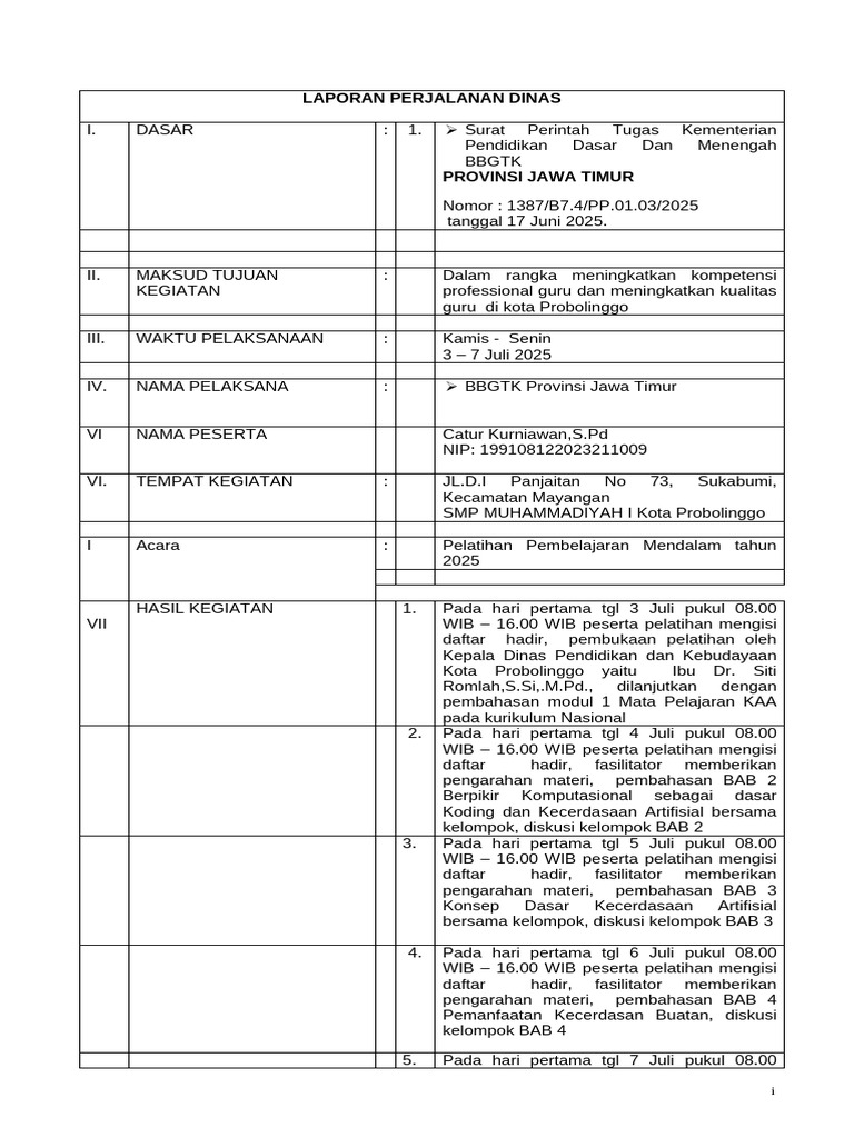 Laporan Kegiatan BIMTEK KODING - CK | PDF