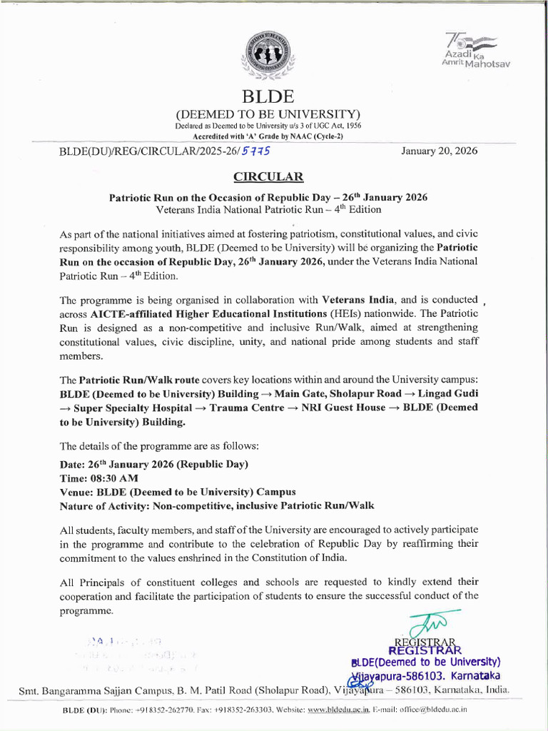 Circular - Patriotic Ron On The Occasion of Republic Day - 2026 | PDF