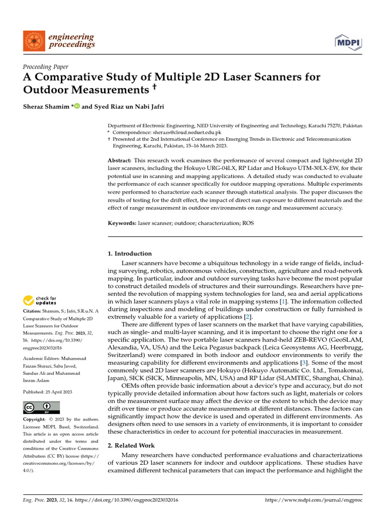 A Comparative Study of Multiple 2D Laser Scanners For Outdoor ...