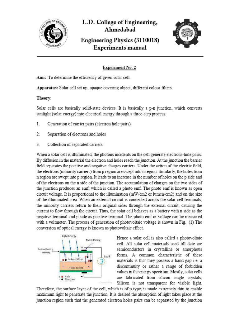 Lab Exp 2 | PDF | Solar Cell | Photovoltaics