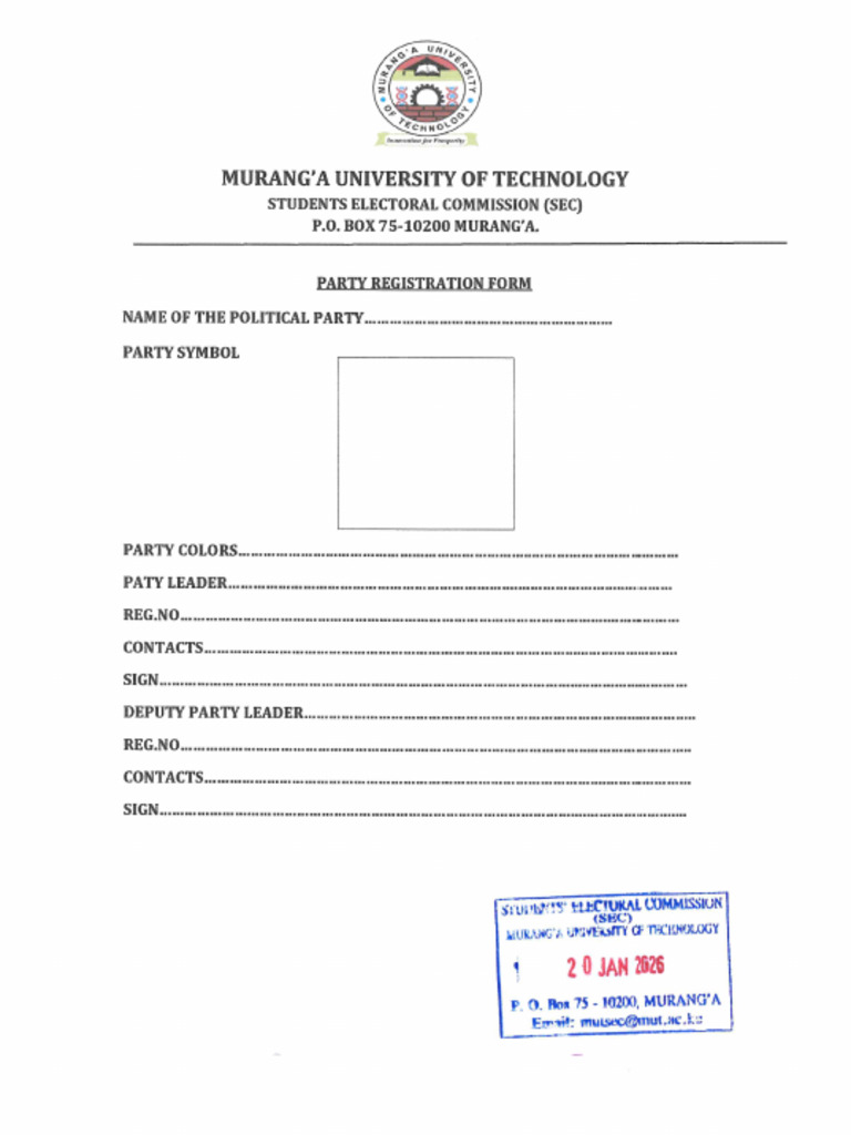 Party Registration Form | PDF
