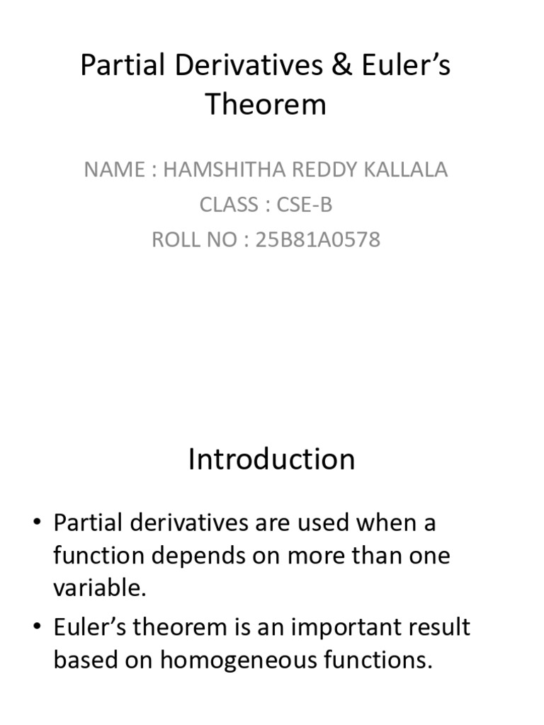 Partial Derivatives Eulers Theorem (1) | PDF