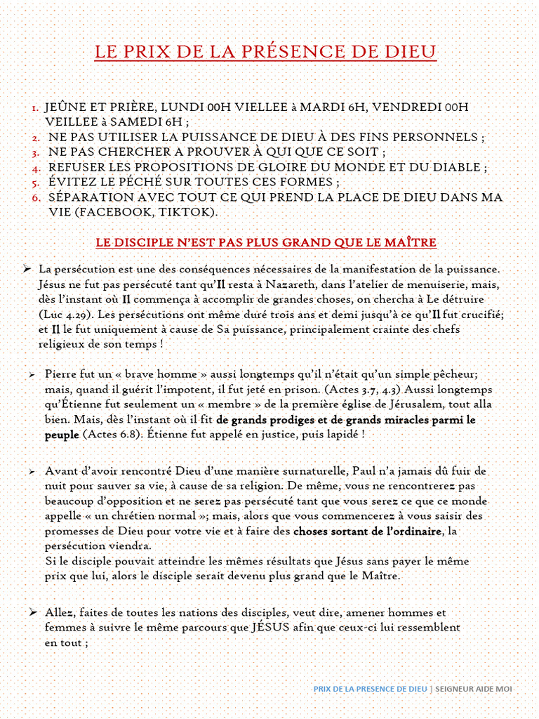 Les Prix de La Présence de Dieu | PDF
