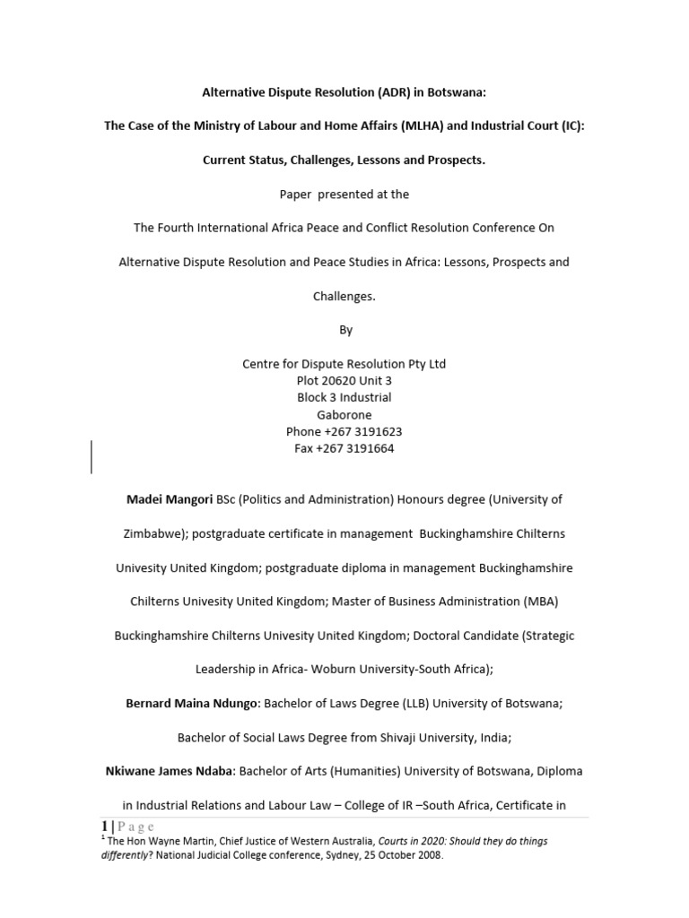Alternative Dispute Resolution ADR in Bo | PDF | Alternative Dispute ...