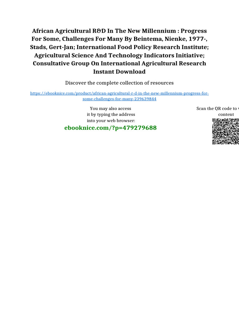 African agricultural R&D in the new millennium : progress for some ...