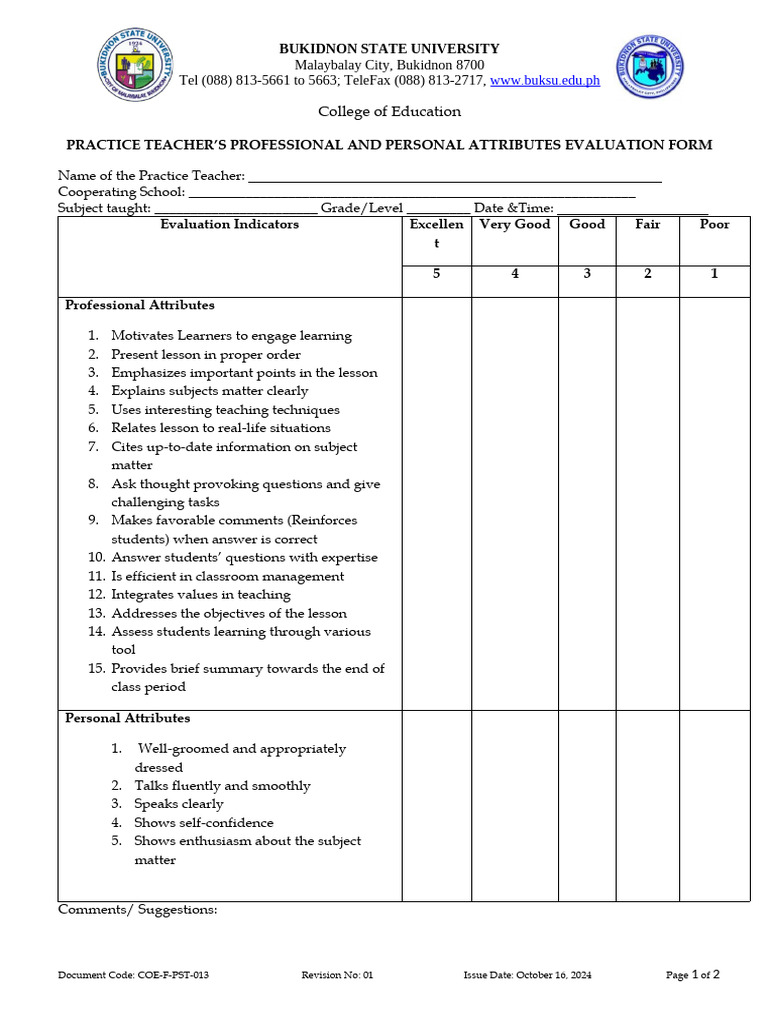 Coe f Pst 013.Practice Teachers Professional and Personal Attributes ...