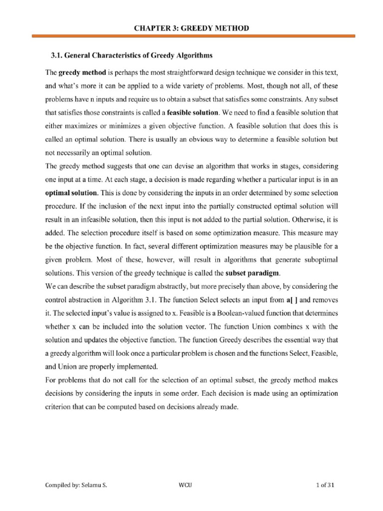 CHAPTER - 3 Greedy Algorithms | PDF