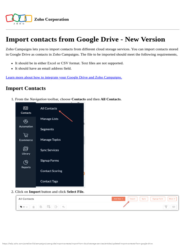 Updated Import Contacts From Google Drive | PDF | Email Address | Computing