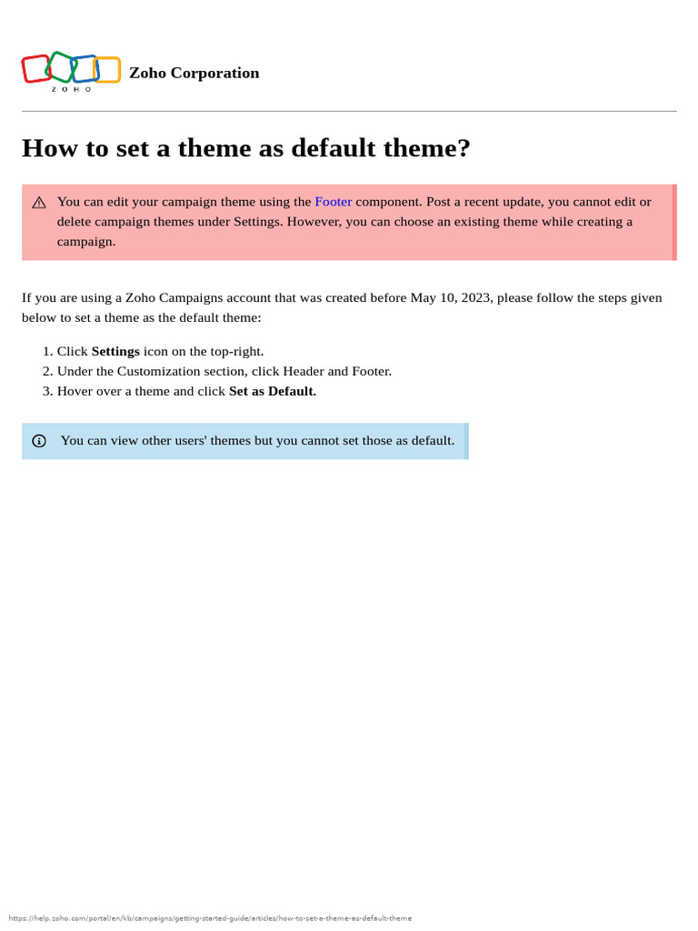 How to Set a Theme as Default Theme | PDF