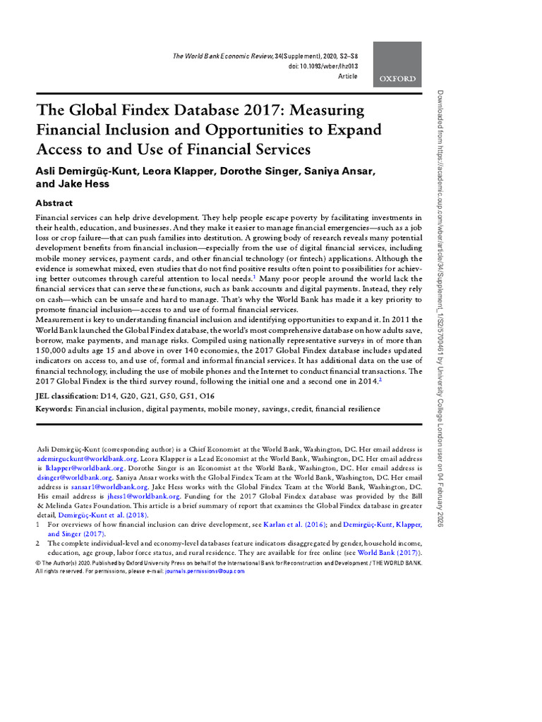 World Bank Economic Review The Global Findex Database 2017 | PDF
