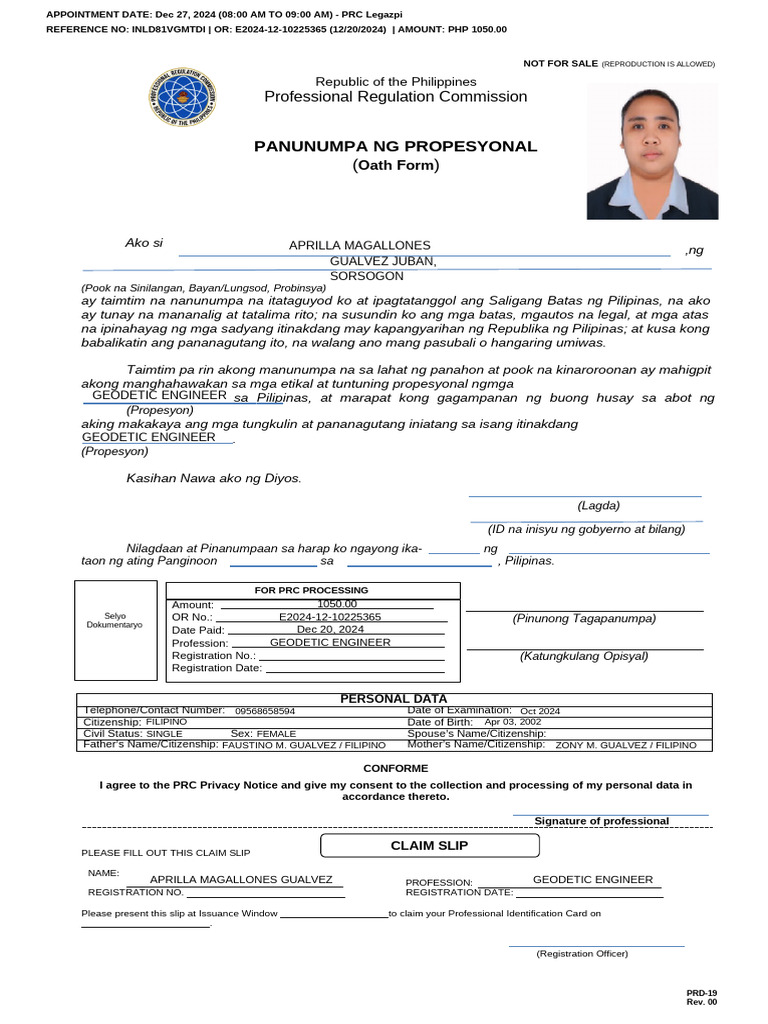 Oath Form (Initial Registration) | PDF
