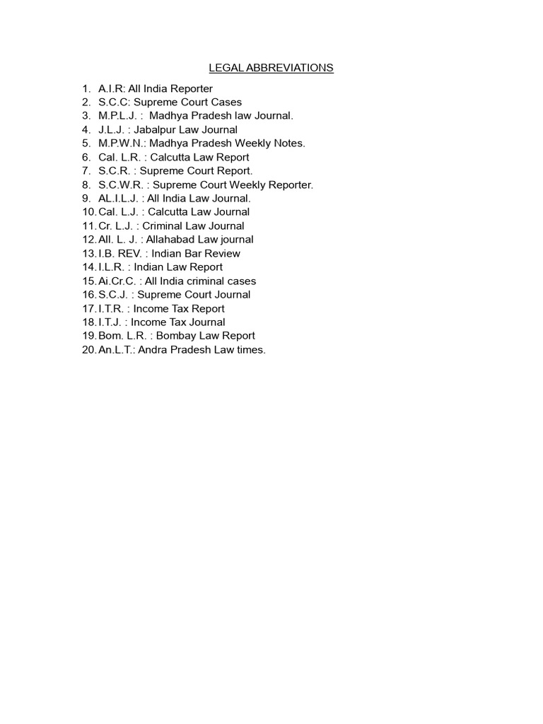 Legal Abbreviations | PDF