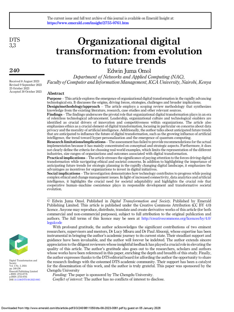 Organizational Digital Transformation | PDF | Internet Of Things | Ford ...