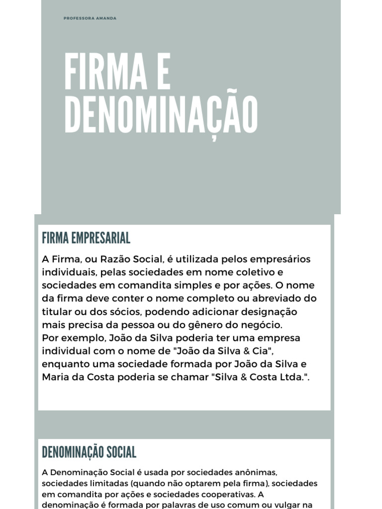 Firma e Denominação - AULA 5 | PDF | Marca | Marca comercial