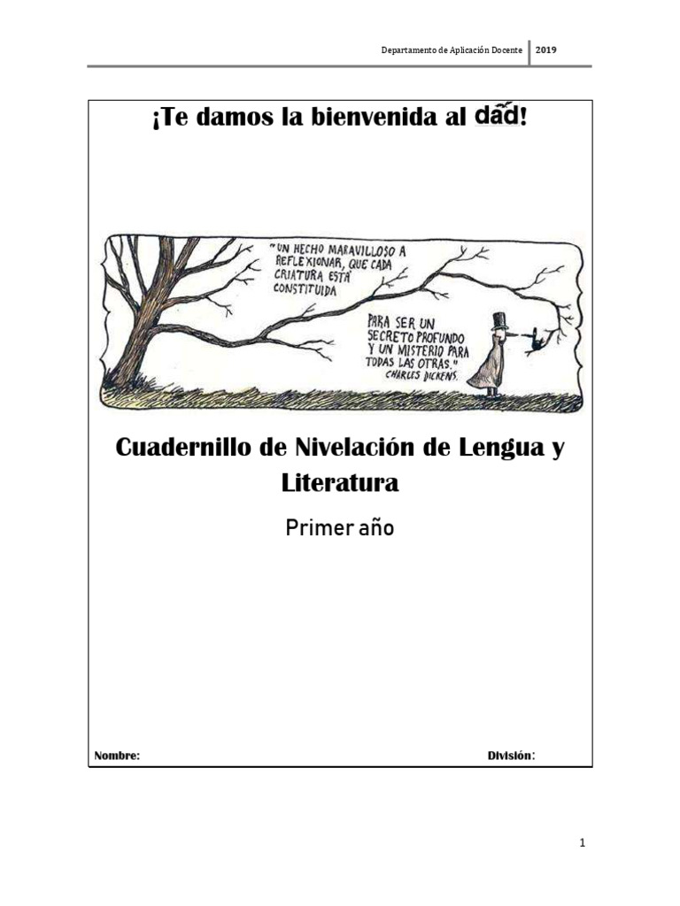 Cuadernillo de Nivelacion Lengua y Literatura 1 Ano 20191 | PDF ...