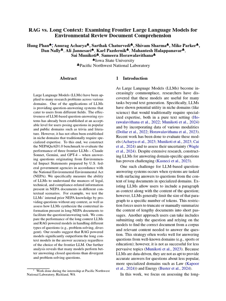 RAG vs. Long Context Examining Frontier Large Language Models For | PDF ...