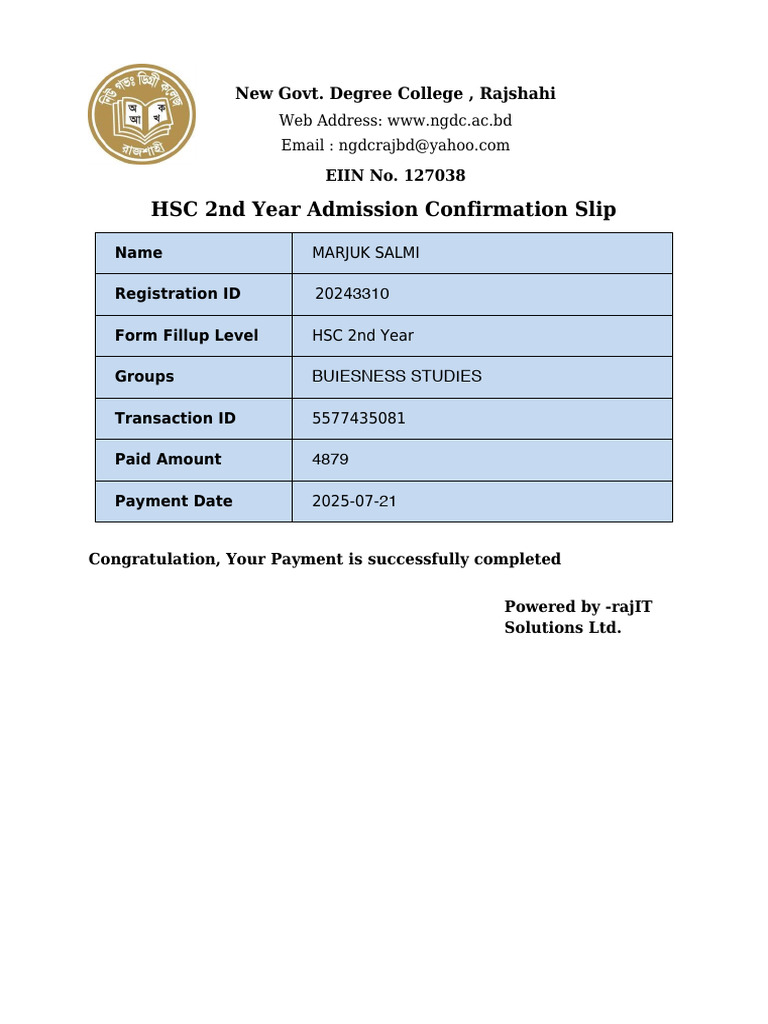 Admission Slip PDFA | PDF