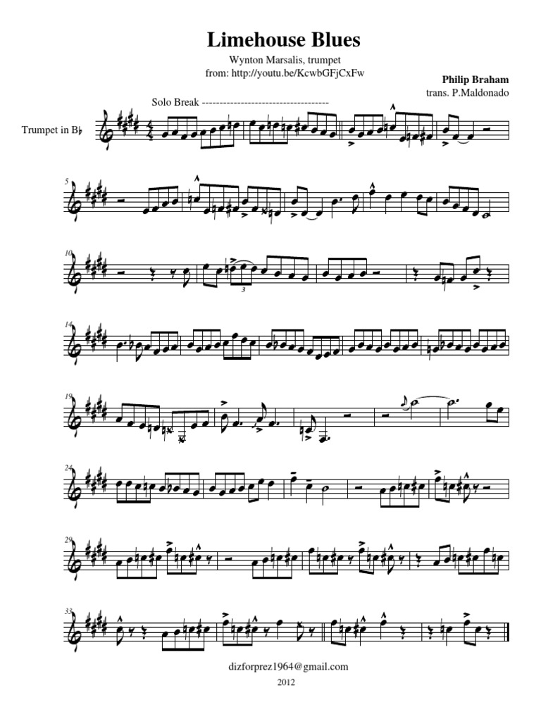 Wynton Marsalis Limehouse Blues Transcription Loisirs