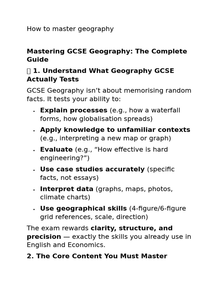 How to master geography, gcse subject getting a 9 | PDF | Geography