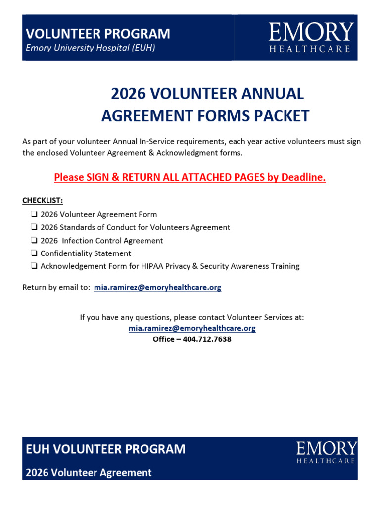 2026 Annual Vol Forms - Euh | PDF | Confidentiality | Credential