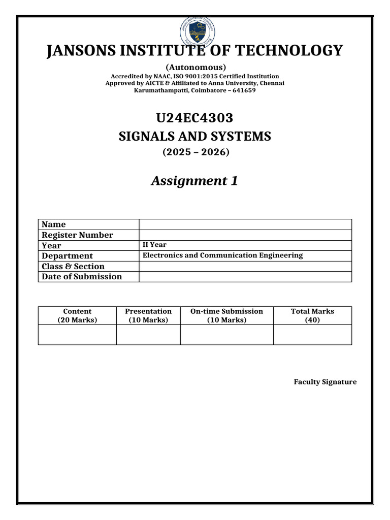 SS Assignment Front Page | PDF