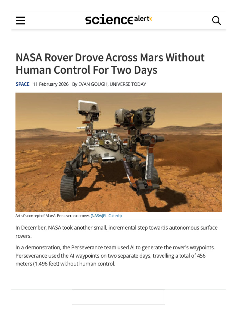 NASA Rover Drove Across Mars Without Human Control For Two Days ...